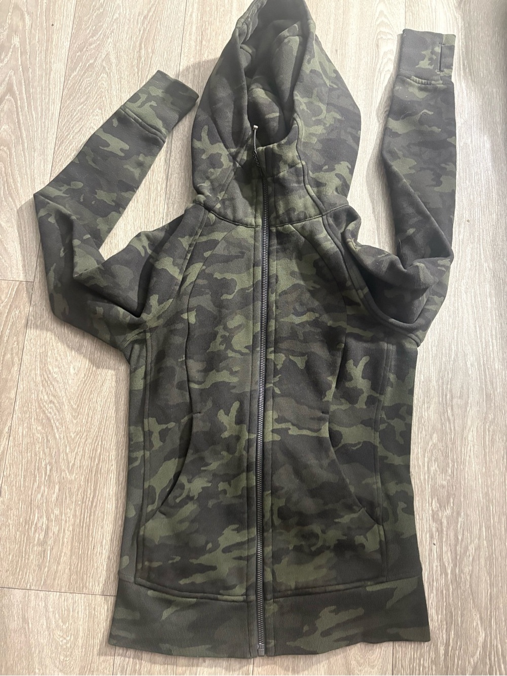Sold  athletica Camouflage Zip Hoodie in Olive Green & Black